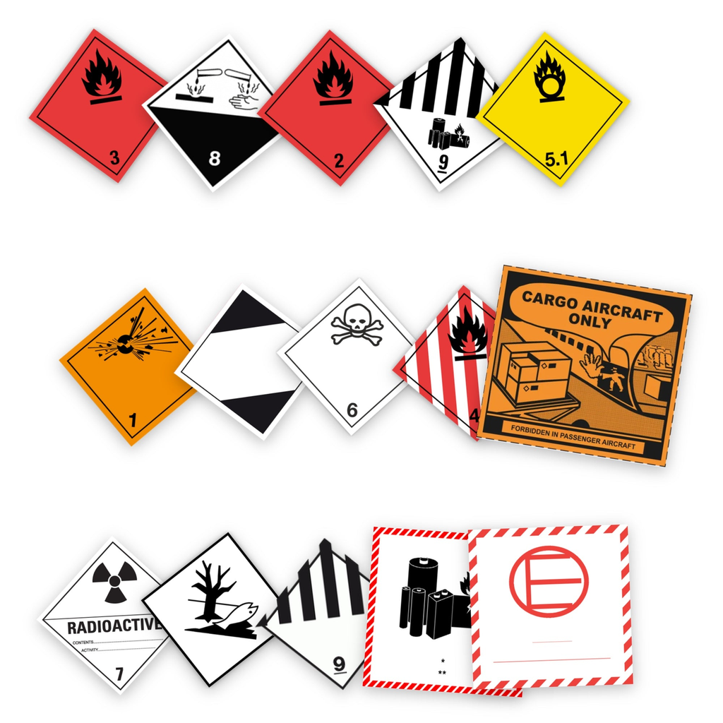 Dangerous Goods Label Kit | 15 packs × 10 = 150 labels 100x100 mm | Classes 1–9, 9A, Environmental, LQ, EQ, CAO | IATA | ADR | IMDG