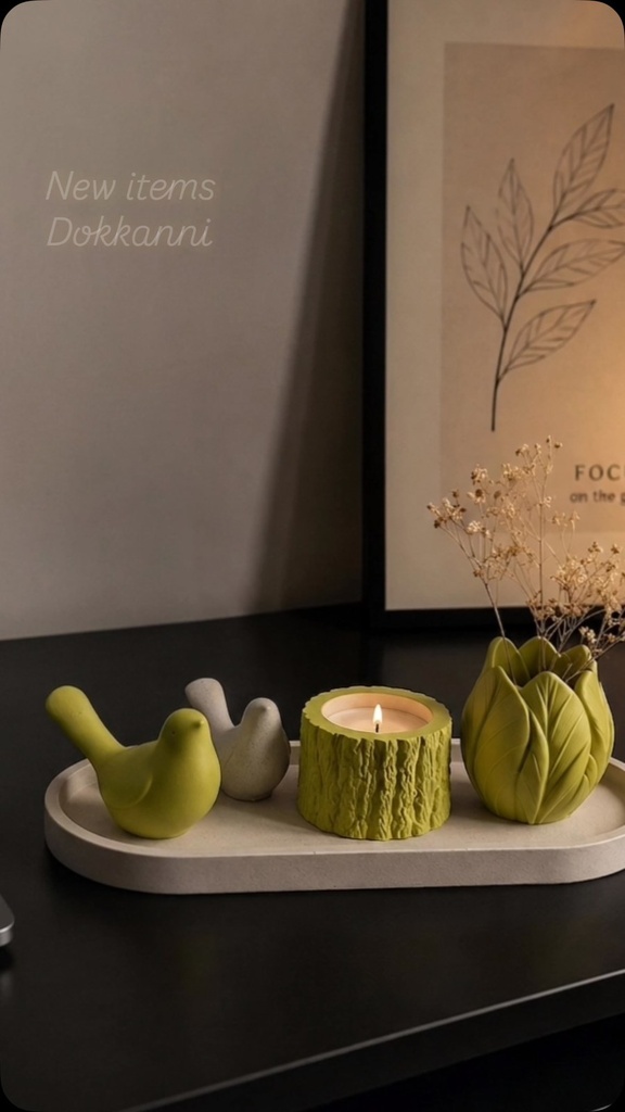Lime Green Concrete Vase Candle