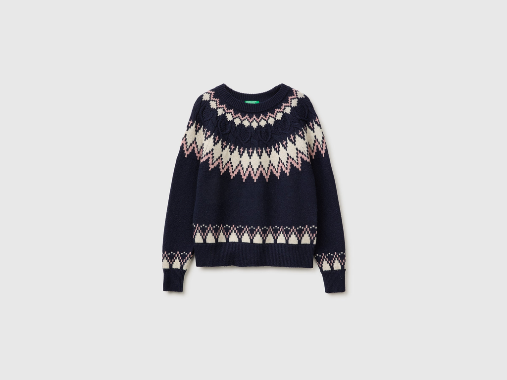 Maglione jacquard in misto lana
